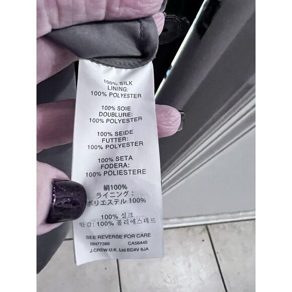 J Crew Gray Silk Chiffon Clara Dress Illusion Mesh Yoke Fitted Bodice 10 - Picture 3 of 7